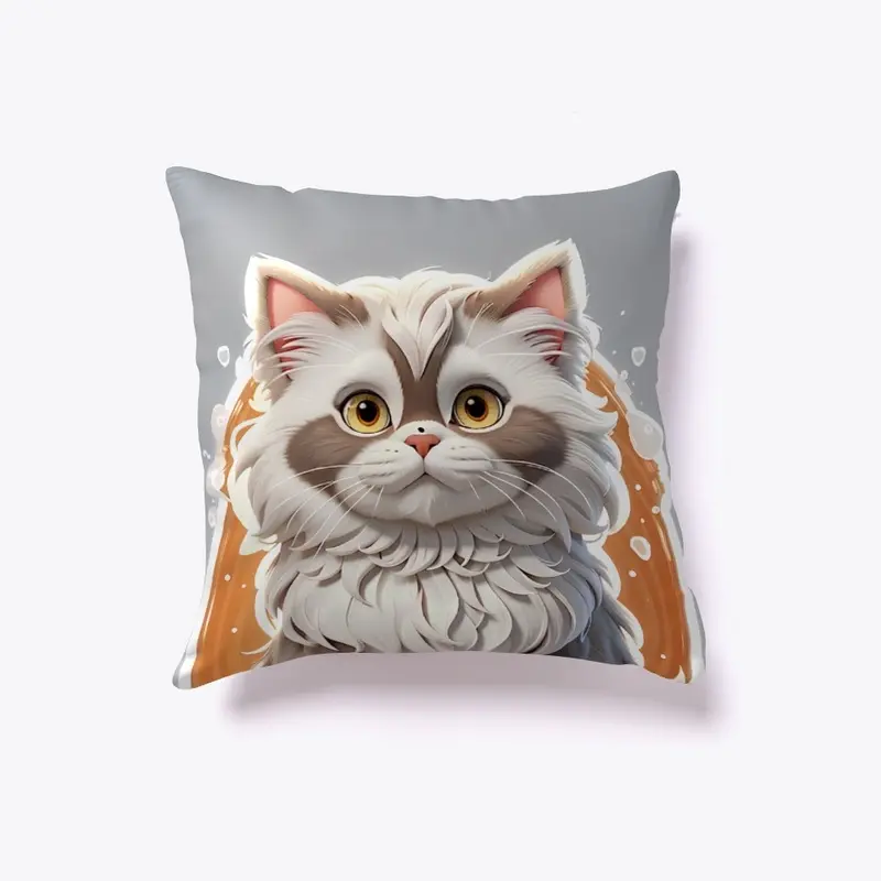 White cat on the pillow